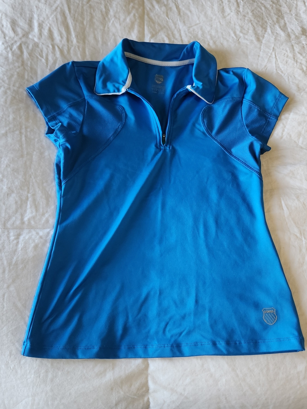 Blue Women's Zip-Front Athletic Polo Top